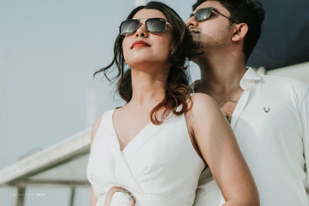 Couple posing for the pre wedding shoot
