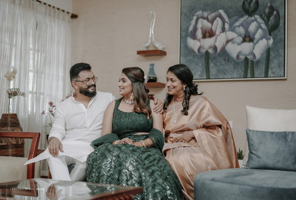 Bride and her parents happy moments