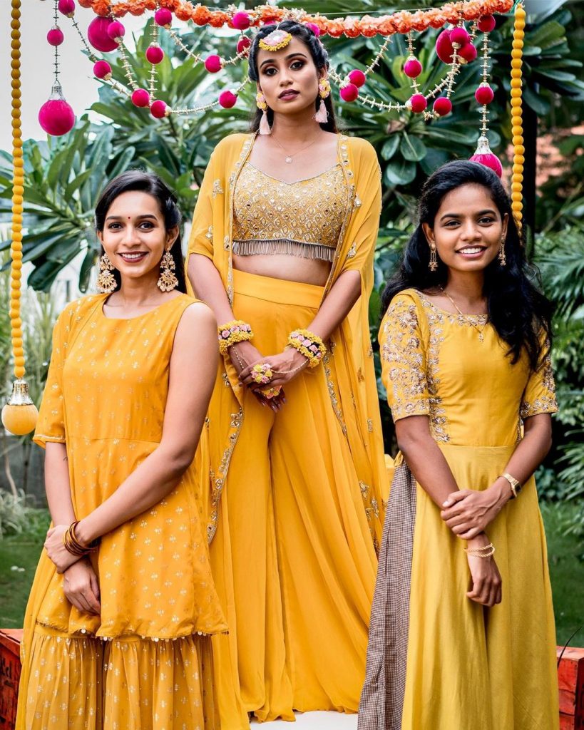 Haldi outfits for hot sale bridesmaids online