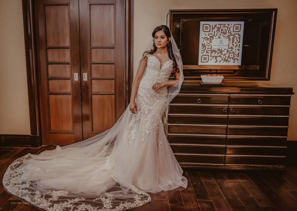 Signature Christian bridal A-line gown in net carried by bride Maria –  Kavani Bridal Wear