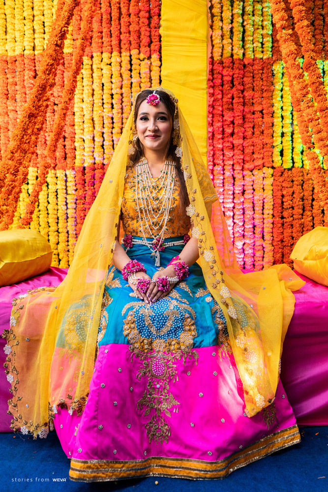 colorful mehndi outfits for brides