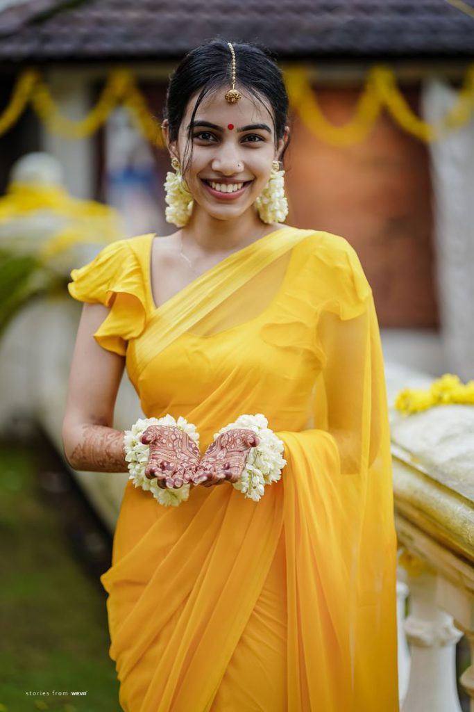 Creative Haldi bridal saree outfits