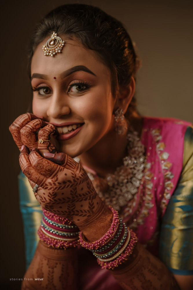rs_bridal_makeup #red #cultural #saree #puberty #ceremony #roses #jewelry  #bangles #bindi #tamil #cultu… | Bridal makeup, Half saree function, Indian  designer wear