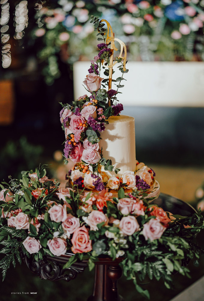 Flower Decorated Wedding Cake